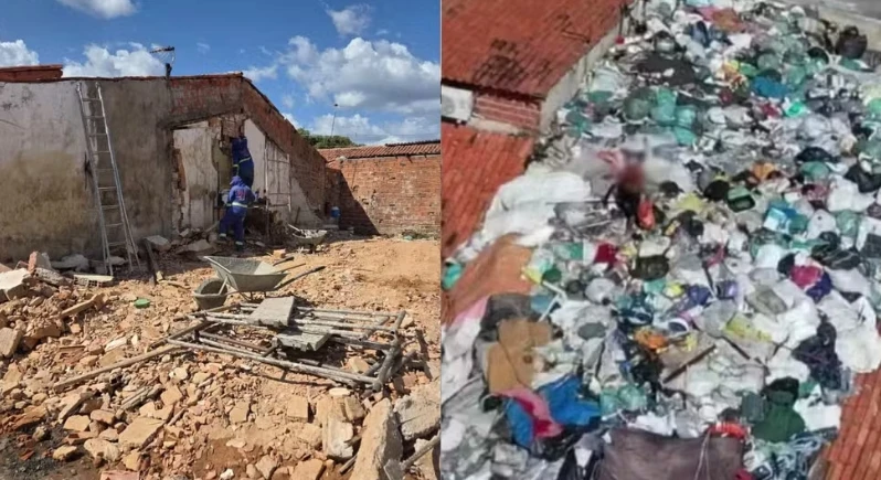 Casa que acumulava lixo até o telhado é demolida na Zona Sul de Teresina