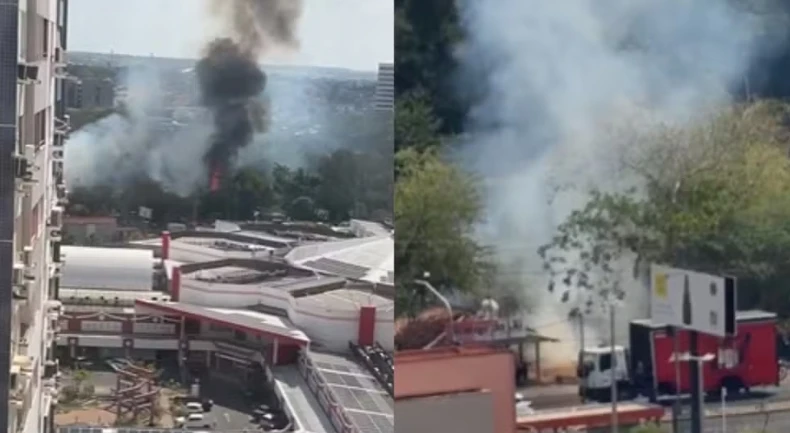 Incêndio em área de vegetação próximo ao Riverside Shopping provoca grande quantidade de fumaça em Teresina